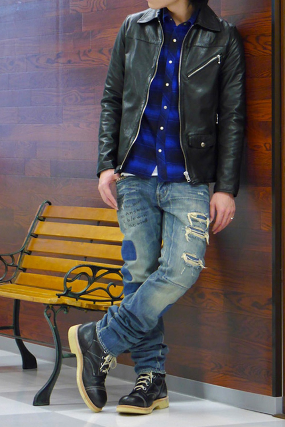 Face Bookで公開したtmtオンブレチェックシャツを使ったコーディネート Crawl編 3 River